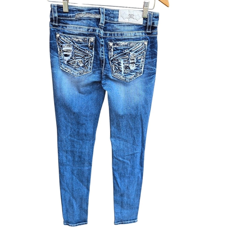 Miss Me Standard Skinny Jeans 26 Medium Wash Embellished Sequin Wing